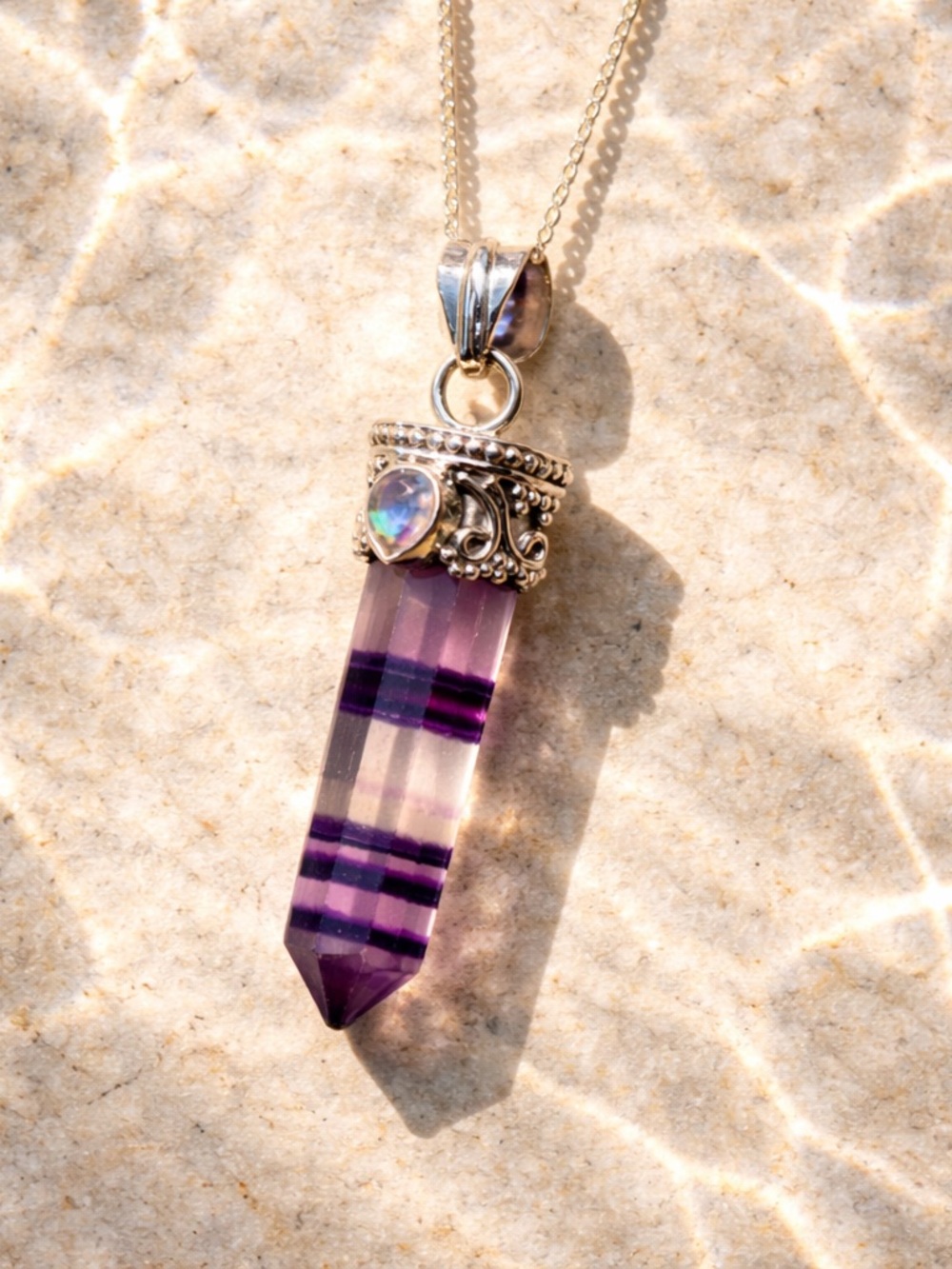 Fluorite & Moonstone Necklace - Picture 3 of 13